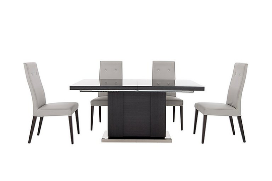 ALF - St Moritz Extending Table and 4 Faux Leather Upholstered Chairs - Grey