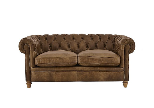 Alexander and James - New England Newport 2 Seater Leather Sofa - Brown