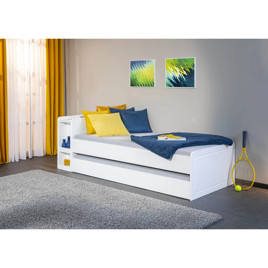 Maryville European Single (90 x 200cm) Bed Frame with Trundle and Shelves