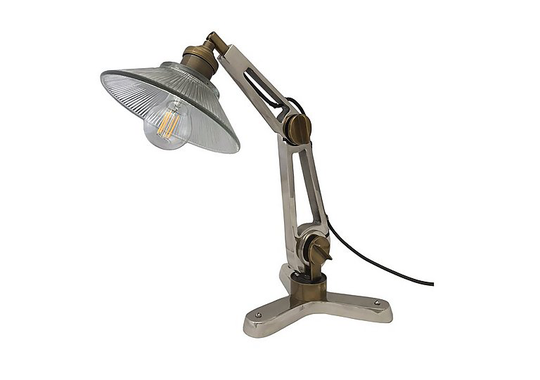 Brass and Nickel Industrial Table Lamp