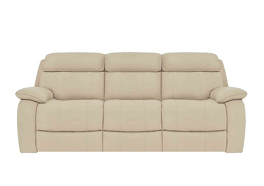 Moreno 3 Seater Leather Manual Recliner Sofa - Beige- World of Leather