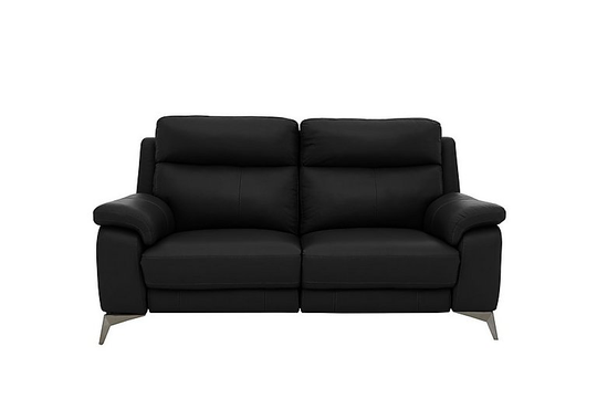 Missouri 2 Seater Leather Recliner Sofa with Power Headrest - Black- World of Leather