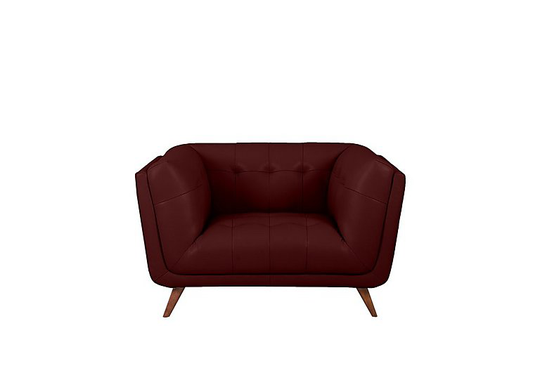 Rene Leather Cuddler Sofa - Red