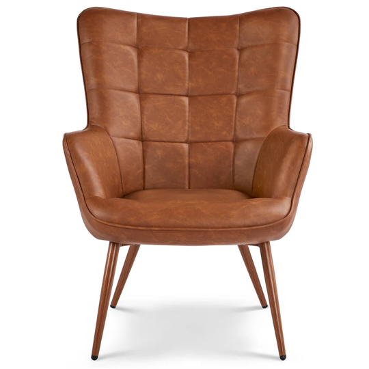 Mid-Century Modern Faux Leather Accent Chair