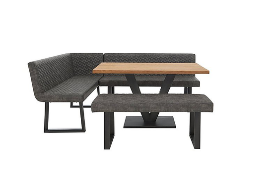Compact Earth Dining Table, Left Hand Facing Corner Bench and Low Dining Bench