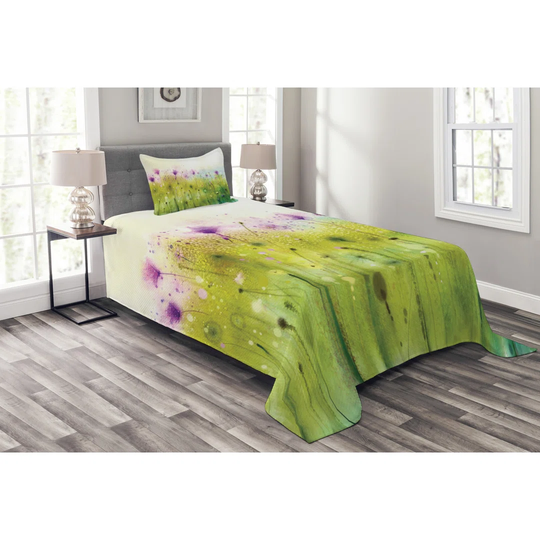 Adeltraud Green/Purple Bedspread Set with Pillow Sham
