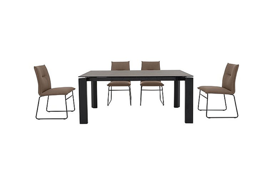 Connubia by Calligaris - Gate Medium Extending Dining Table and 4 Maya Ski Leg Faux Leather Dining Chairs