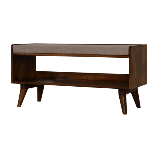 Chestnut Bench With Brown Tweed Seat Pad