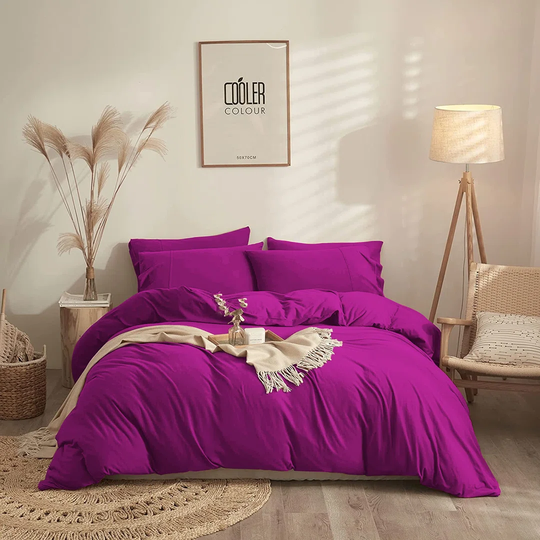 Esveidy Microfibre 200 TC Plain Duvet Cover Set with Pillow Shams