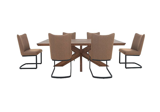 Bodahl - Loki Dining Table and 6 Brown Cantilever Dining Chairs Dining Set