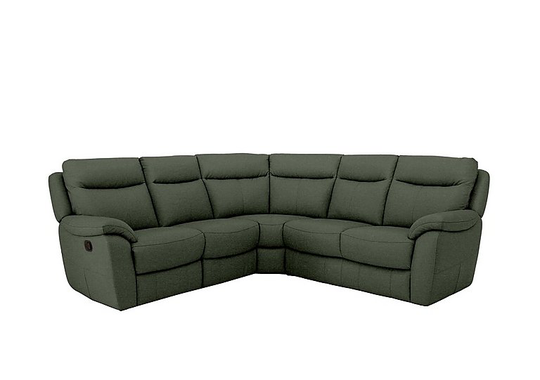 Snug Fabric Manual Recliner Corner Sofa - Green