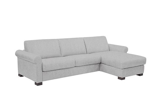 Nicoletti - Alcova 3 Seater Fabric Sofa Bed with Storage Chaise with Scroll Arms - Grey