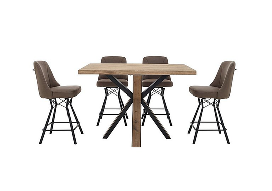 Habufa - Detroit Bar Table and 4 Bar Stool Set - Beige