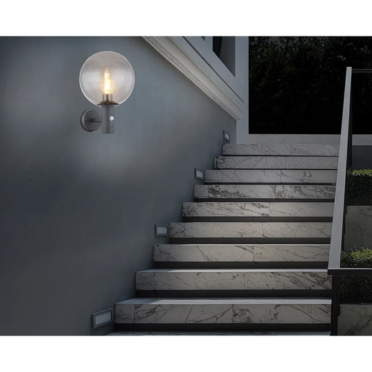 Hedwig Anthracite 37Cm H Frosted Glass Outdoor Armed Sconce