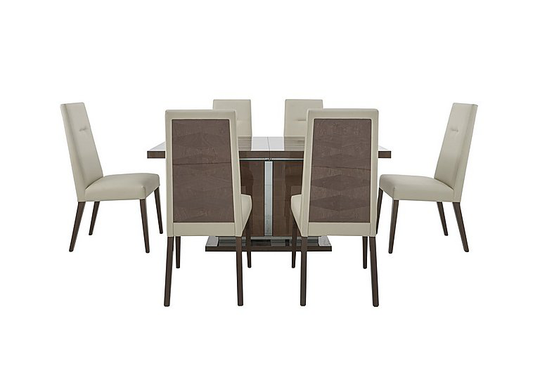 ALF - Vito Small Extending Dining Table and 6 Rose Wood Back Faux Leather Dining Chairs