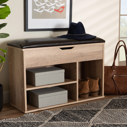 Delarue Faux Leather Storage Bench