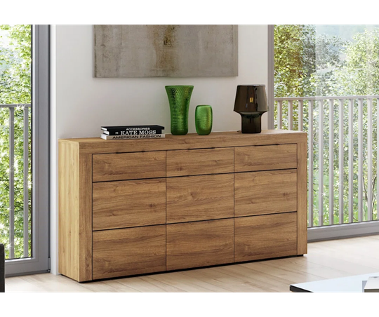 Aniyah Large Oak Effect 3 Drawer Sideboard