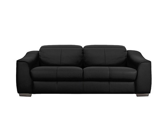 Xavier 3 Seater Leather Power Recliner Sofa with Power Headrests - Black- World of Leather