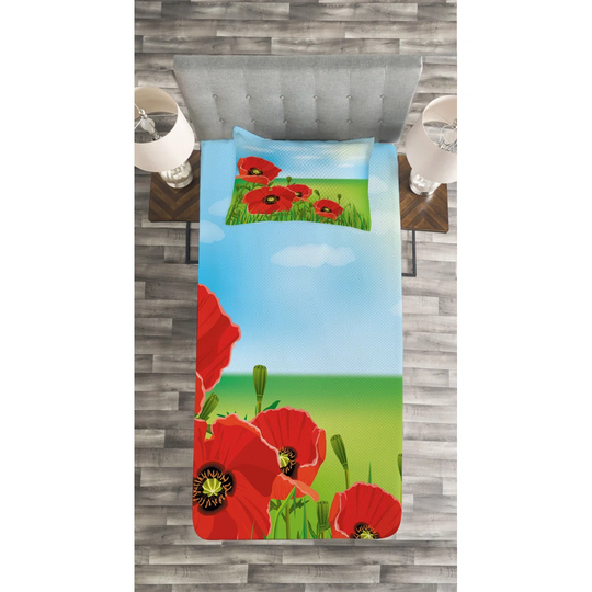 Adelisa Red/Blue/Green Bedspread Set with Pillow Sham