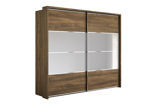 Wiemann - Oakland 260cm Sliding 2 Door Wardrobe with Passe-Partout Frame and Crystal Mirror - Brown