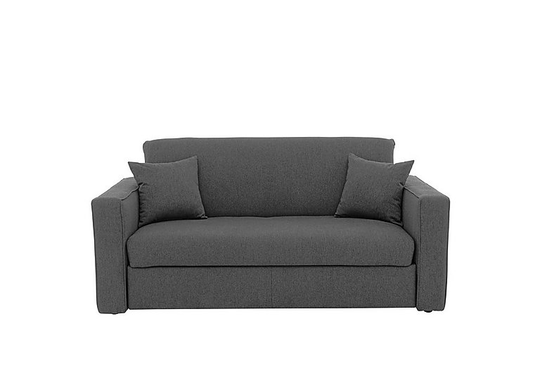 Versatile 2 Seater Fabric Sofa Bed with Box Arms - Grey