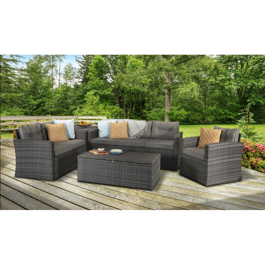 Helfrich 6 Seater Rattan Effect Sofa Set