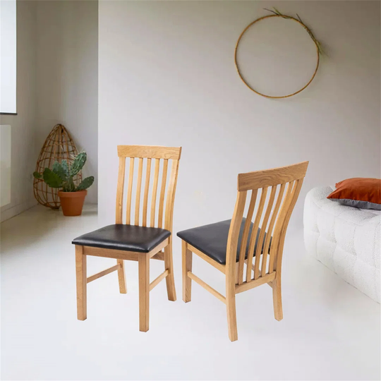 Dining Chairs 2 Pcs Solid Oak Wood And Faux Leather