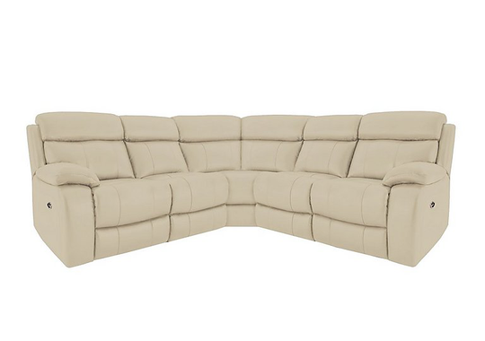 Moreno SD Leather Manual Recliner Corner Sofa - Beige
