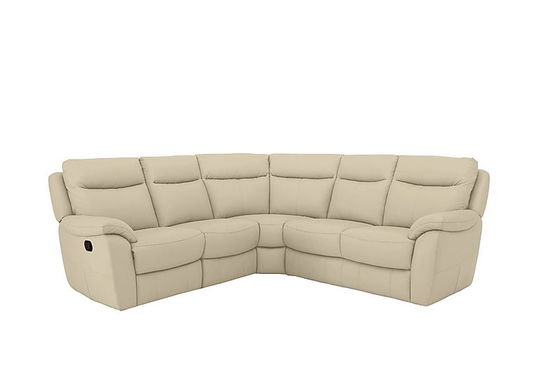 Snug Leather Corner Sofa - Beige- World of Leather