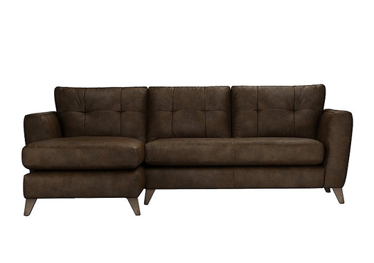 The Lounge Co. - Hermione Leather Corner Sofa with Chaise End - Brown