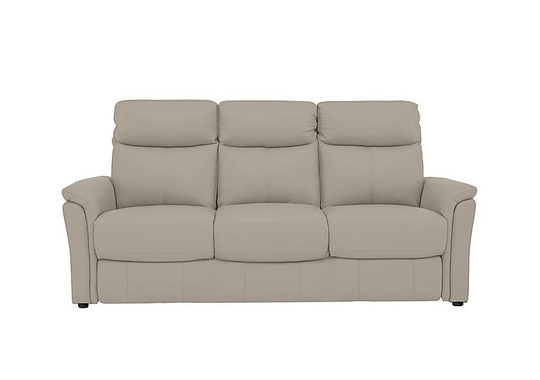 Compact Collection Piccolo 3 Seater Leather Static Sofa - Grey- World of Leather