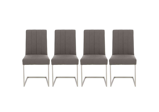 Grigio Set of 4 Faux Leather Dining Chairs - Grey