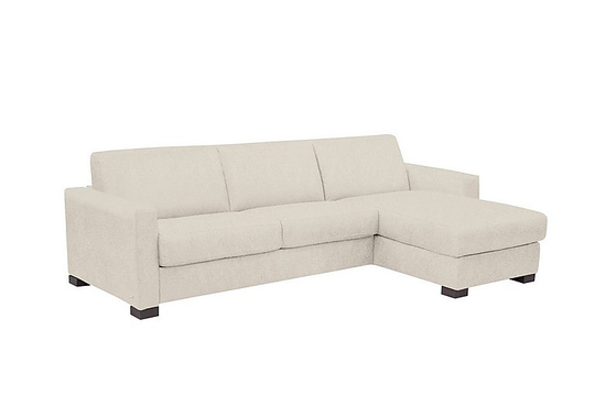 Nicoletti - Alcova 3 Seater Fabric Sofa Bed with Storage Chaise with Box Arms - Beige