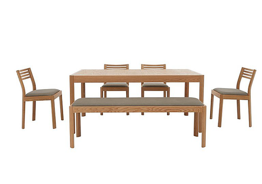 Ercol - Ella Medium Extending Dining Table, 4 Dining Chairs and Medium Dining Bench - Brown
