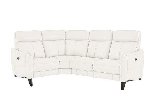 Compact Collection Petit Leather Corner Sofa - White- World of Leather