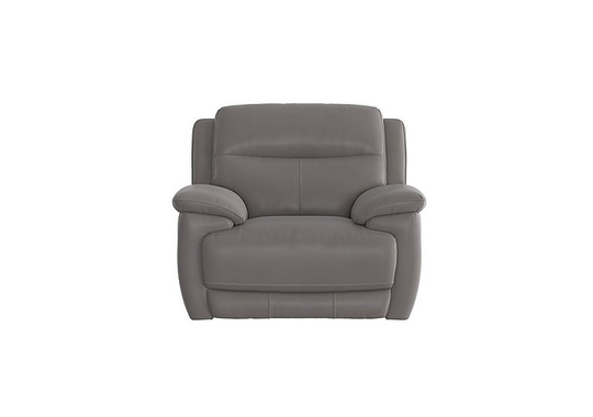 Touch Leather Manual Recliner Armchair - Grey- World of Leather
