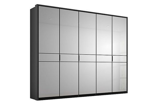 Rauch - Lando Hinged Mirror Wardrobe with LED Lights - 250-cm - Black