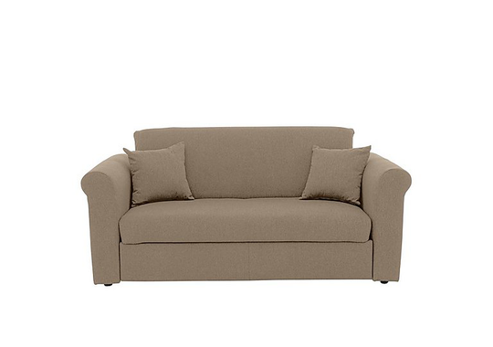 Versatile Small 2 Seater Fabric Sofa Bed with Scroll Arms - Beige