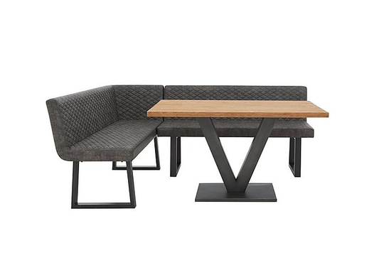 Compact Earth Dining Table and Left Hand Facing Corner Dining Bench