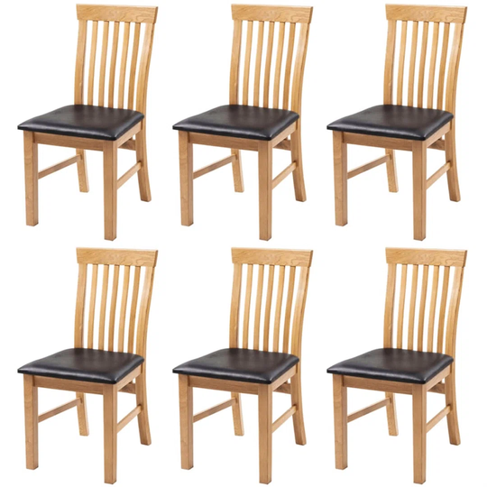 Dining Chairs 6 Pcs Solid Oak Wood And Faux Leather