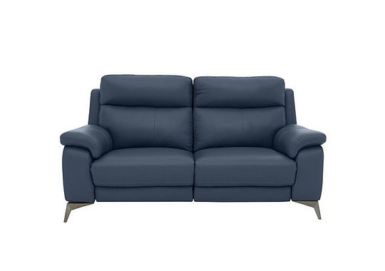 Missouri 2 Seater Leather Recliner Sofa with Power Headrest - Blue- World of Leather