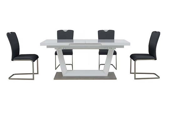 Bianco Large Extending Dining Table and 4 Chairs Dining Set - Grey