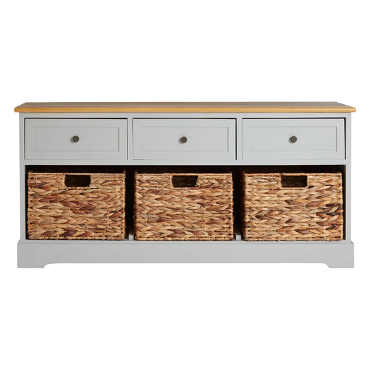 Island Falls 3 Basket Drawer Wood Storage Bench