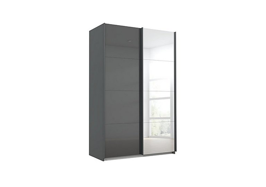 Rauch - Lima 136cm 2 Door Sliding Wardrobe with 1 Glass Door and 1 Mirror Door 210cm Tall