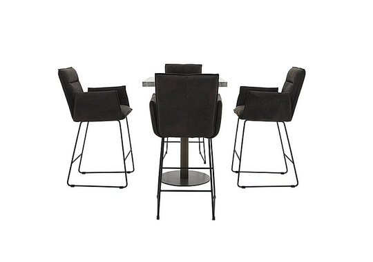 Moon Bar Table and 4 Bar Stools with Arms