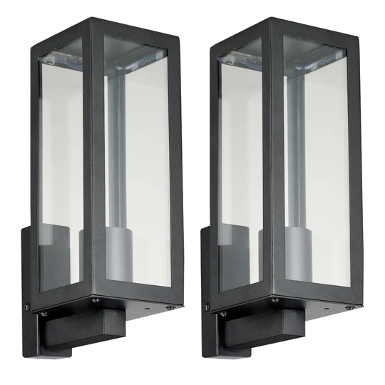 Set Of 2 Roro - Black Outdoor Lantern Wall Lights