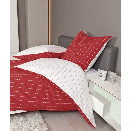 Tango Red/White Cotton 100 TC Reversible Duvet Cover Set
