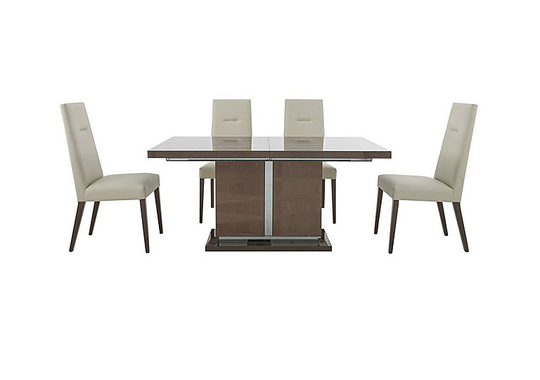 ALF - Vito Small Extending Dining Table and 4 Rose Wood Back Faux Leather Dining Chairs