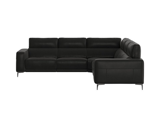 Adama Large Leather Corner Sofa - Black- World of Leather