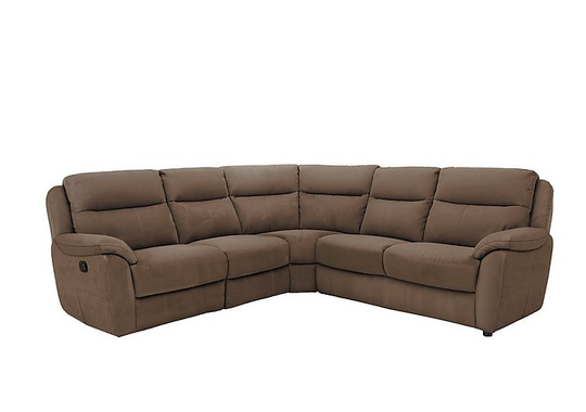 Snug Fabric Power Recliner Corner Sofa - Brown